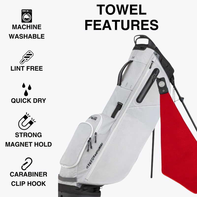 Playing It Forward Magnetic Golf Towels for Golf Bags with Clip & Ultra Strong Magnet - Waffle Weave Microfiber Towel for Secure Hold on Bags & Carts - Ideal Club Cleaner & Accessories - Red - Image 2